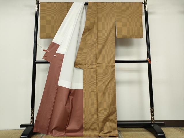 平和屋着物●本場大島紬 変わり格子 ほていや扱い 正絹 逸品 CABH2449ut