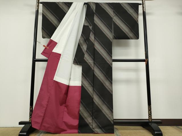 平和屋着物●本場大島紬 9マルキ 斜線文 正絹 逸品 CABH2450ut