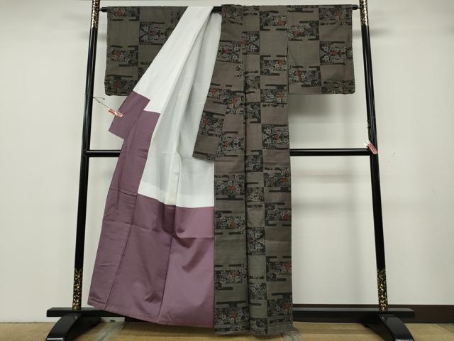 平和屋着物●本場大島紬 9マルキ エ霞枝花文 正絹 逸品 CABH2454ut