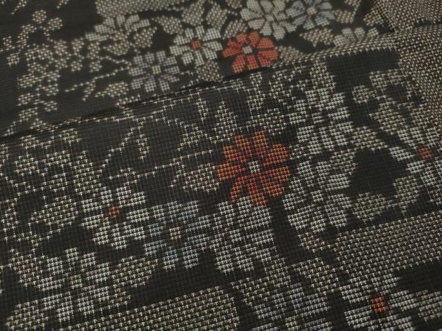 平和屋着物●本場大島紬 9マルキ エ霞枝花文 正絹 逸品 CABH2454ut