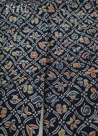 平和屋着物●上質な小紋 紬地 型染め 吉祥花文 正絹 逸品 CABH2456ut