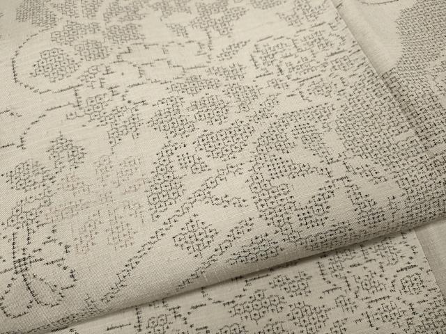 平和屋着物●結城紬 100亀甲 道長花車文 正絹 逸品 CABH2459ut