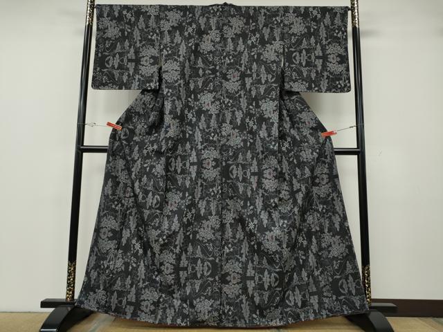 平和屋着物●本場大島紬 9マルキ 草花文 正絹 逸品 CABH2465ut