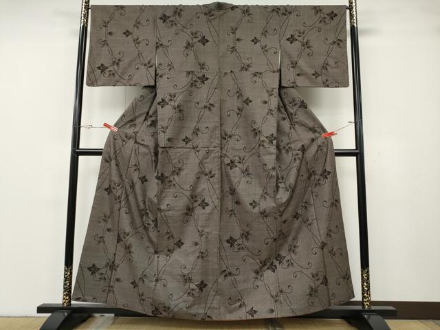平和屋着物●本場大島紬 9マルキ 蔦の葉花文 正絹 逸品 CABH2471ut