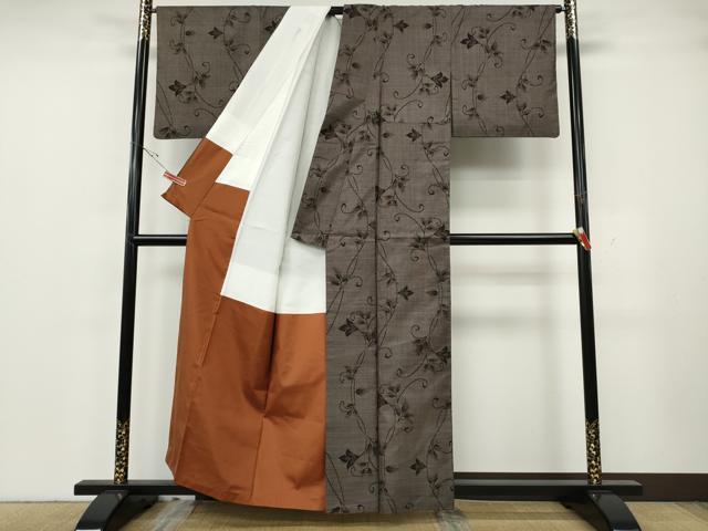 平和屋着物●本場大島紬 9マルキ 蔦の葉花文 正絹 逸品 CABH2471ut