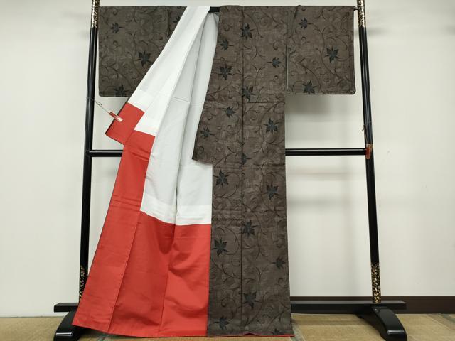 平和屋着物●本場大島紬 9マルキ 花唐草文 正絹 逸品 未使用 CABH2476ut