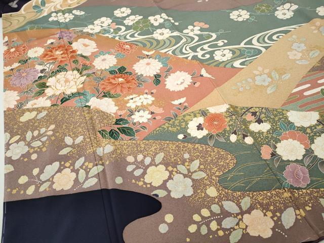 平和屋着物●訪問着 駒刺繍 草花文 金彩 正絹 逸品 未使用 CABH2485ut