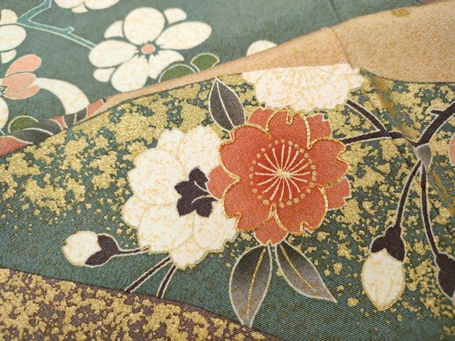 平和屋着物●訪問着 駒刺繍 草花文 金彩 正絹 逸品 未使用 CABH2485ut