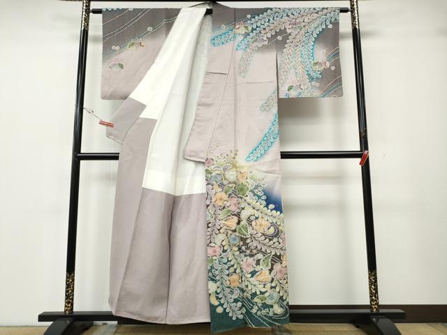 平和屋着物●訪問着 辻が花 絞り 銀通し地 正絹 逸品 CABH2487ut