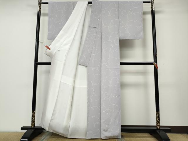 平和屋着物●上質な小紋 花唐草文 正絹 逸品 未使用 CABH2494ut