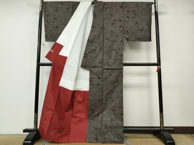 平和屋着物●本場大島紬 7マルキ 枝花文 正絹 逸品 CABH2496ut