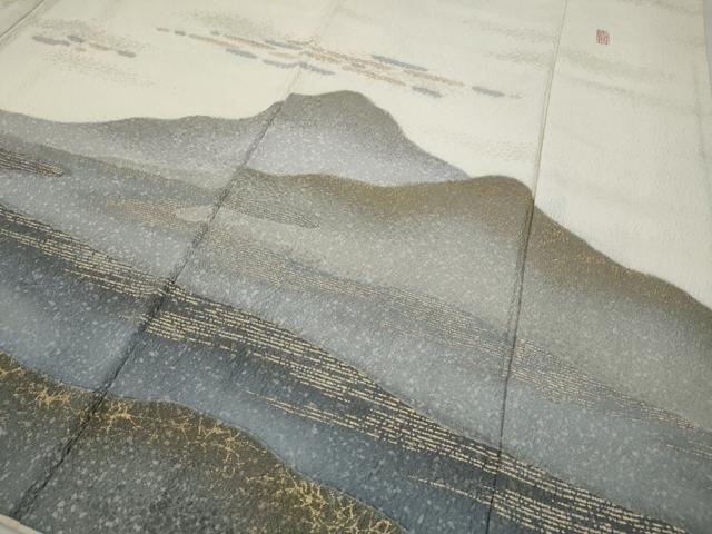 平和屋着物●越後十日町の一流染匠 桐屋・翠山工房 訪問着 エ霞遠山文 金彩 正絹 逸品 CABH2507ut