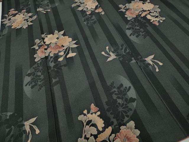 平和屋着物●小紋 舞花文 シルエット 工芸染織小いけ扱い 洗える着物 CABH2510ut