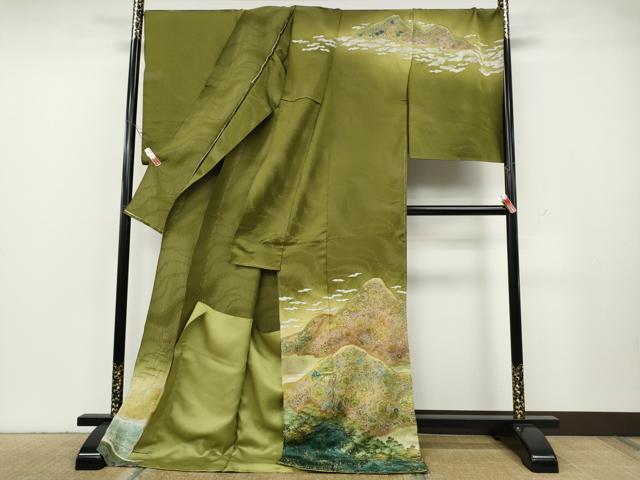 平和屋着物●吉乃一廉 幻の辻が花 訪問着 辻が花 絞り 遠山文 暈し染め 銀通し地 仮絵羽 正絹 逸品 未使用 CABH2521ut