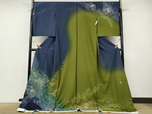 平和屋着物●吉乃一廉 幻の辻が花 訪問着 絞り 道長舞花文 暈し染め 金彩 仮絵羽 正絹 逸品 未使用 CABH2523ut