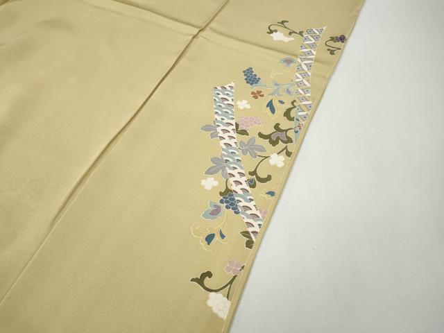 平和屋着物●色留訪問着 友禅 作家物 童子楽器花文 仮絵羽 正絹 逸品 未使用 CABH2528ut