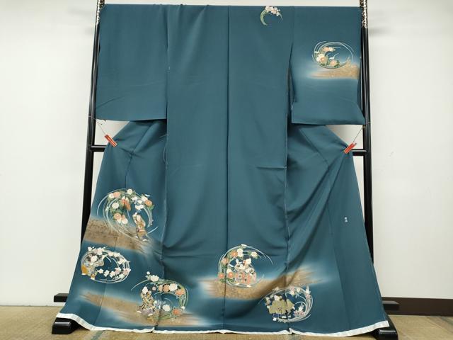 平和屋着物●訪問着 作家物 童子花丸文 暈し染め 金彩 仮絵羽 正絹 逸品 未使用 CABH2529ut