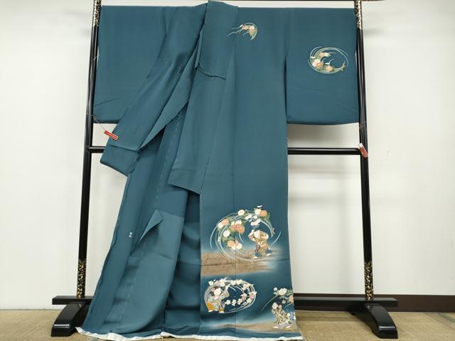 平和屋着物●訪問着 作家物 童子花丸文 暈し染め 金彩 仮絵羽 正絹 逸品 未使用 CABH2529ut