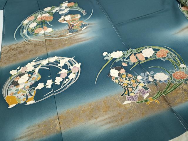 平和屋着物●訪問着 作家物 童子花丸文 暈し染め 金彩 仮絵羽 正絹 逸品 未使用 CABH2529ut