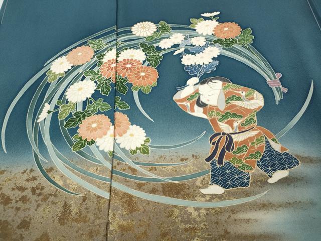 平和屋着物●訪問着 作家物 童子花丸文 暈し染め 金彩 仮絵羽 正絹 逸品 未使用 CABH2529ut