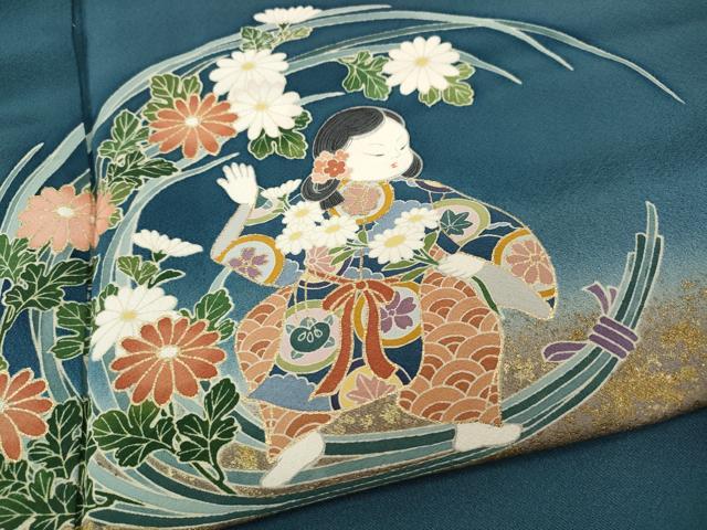 平和屋着物●訪問着 作家物 童子花丸文 暈し染め 金彩 仮絵羽 正絹 逸品 未使用 CABH2529ut