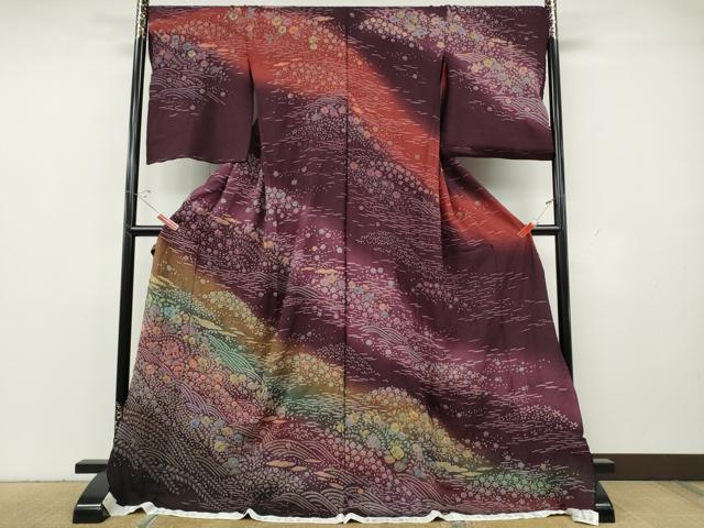 平和屋着物●吉乃一廉 幻の辻が花 訪問着 絞り 立波舞花文 暈し染め 仮絵羽 正絹 逸品 未使用 CABH2530ut