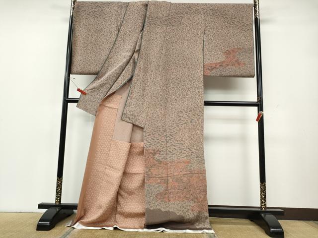 平和屋着物●重要無形文化財・伊勢手彫型本染・細合俊男 訪問着 雲取り流水草花文 鬼しぼ縮緬 仮絵羽 正絹 逸品 未使用 CABH2531ut