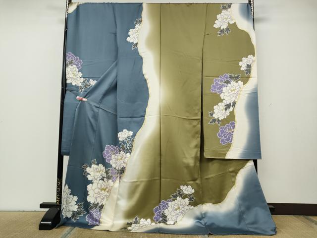 平和屋着物●豪華振袖 駒刺繍 舞花文 暈し染め 金彩 仮絵羽 逸品 未使用 CABH2533ut