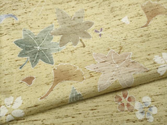平和屋着物●訪問着 ぜんまい紬 舞草花文 染めの近江謹製 正絹 逸品 CABH2536ut