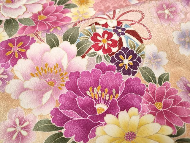 平和屋着物●豪華振袖 刺繍 花鞠文 暈し染め 金彩 正絹 逸品 CABH2547ut