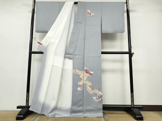 平和屋着物●西陣 京の名門 じゅらく謹製 帝王紫 訪問着 刺繍 道長誰が袖花文 金彩 正絹 逸品 CABH2553ut