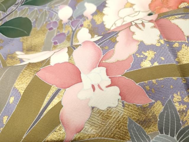 平和屋着物●訪問着 刺繍 草花文 暈し染め 金彩 正絹 逸品 CABH2554ut
