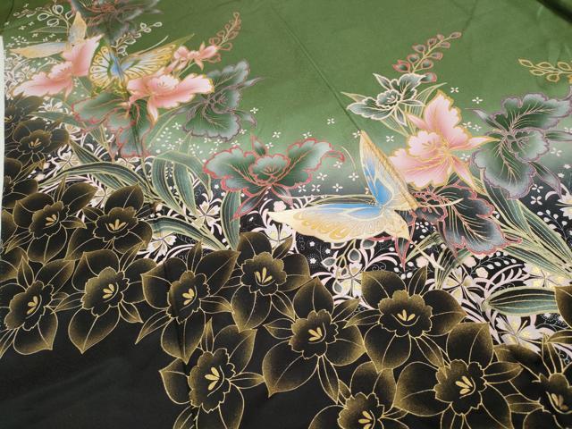 平和屋着物●豪華振袖 花蝶文 暈し染め 金彩 正絹 逸品 CABH2558ut