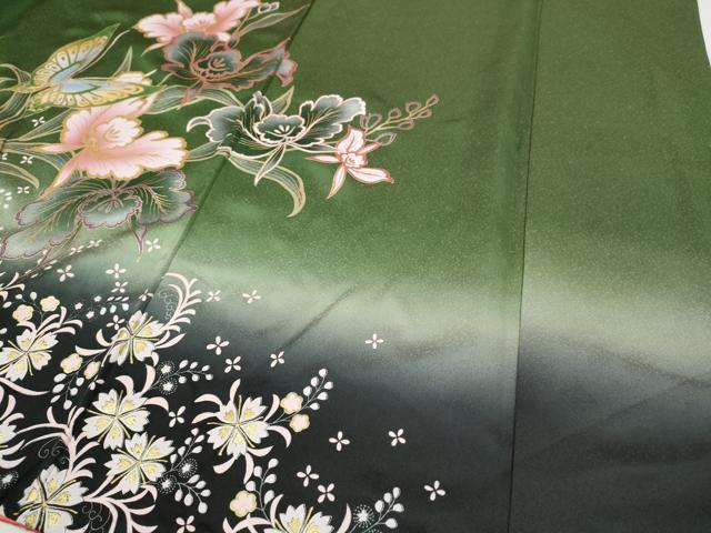平和屋着物●豪華振袖 花蝶文 暈し染め 金彩 正絹 逸品 CABH2558ut