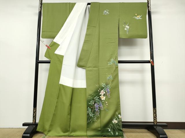 平和屋着物●訪問着 草花文 暈し染め 金彩 正絹 逸品 CABH2560ut