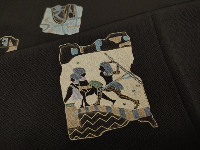 平和屋着物●訪問着 壁画文様 金彩 正絹 逸品 CABH2564ut