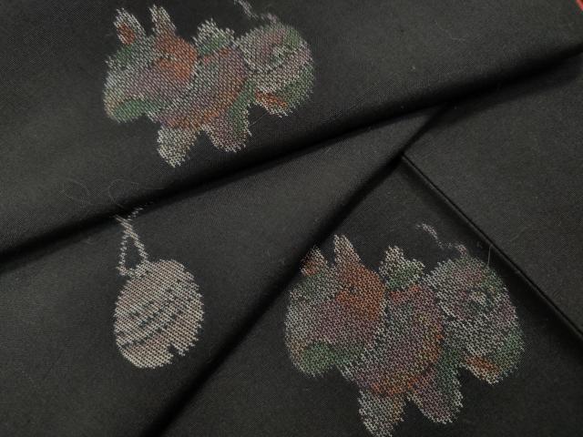 平和屋着物●上質な紬 狛犬 鈴 正絹 逸品 CABH2566ut