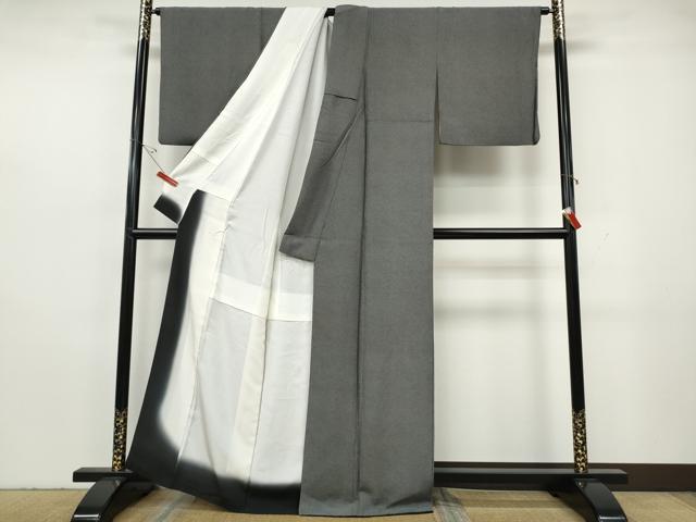 平和屋着物●江戸小紋 作家物 草木染 立波文 黒地 正絹 逸品 CABH2568ut
