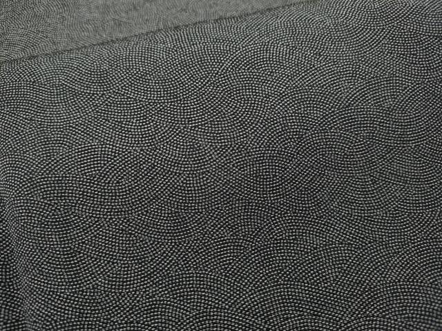 平和屋着物●江戸小紋 作家物 草木染 立波文 黒地 正絹 逸品 CABH2568ut