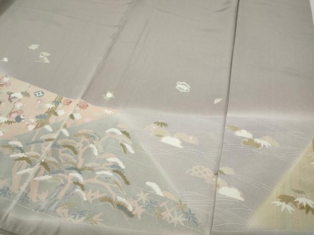 平和屋着物●豪華色留袖 駒刺繍 切嵌花鳥文 金彩 正絹 逸品 CABH2569ut