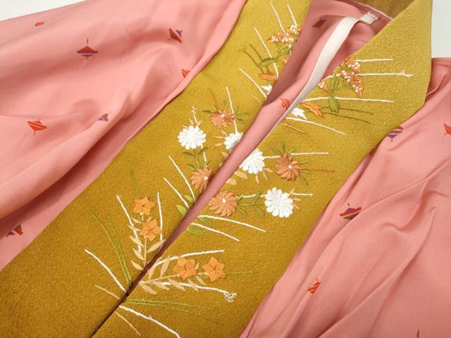 平和屋着物●長襦袢 無双仕立て コマ 半衿刺繍 正絹 逸品 CABH2578ut