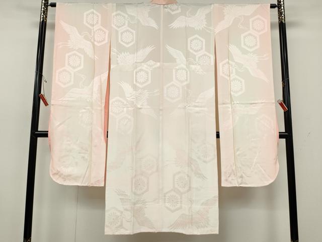 平和屋着物●振袖用長襦袢 無双仕立て 飛鶴亀甲花地紋 暈し染め 半衿刺繍 正絹 逸品 CABH2583ut