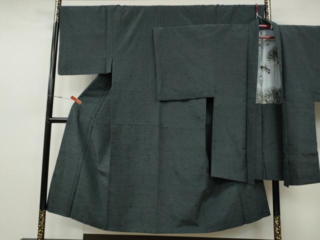 平和屋着物●男性 髭紬 アンサンブル 錆鼠色 正絹 逸品 CABH2598ut