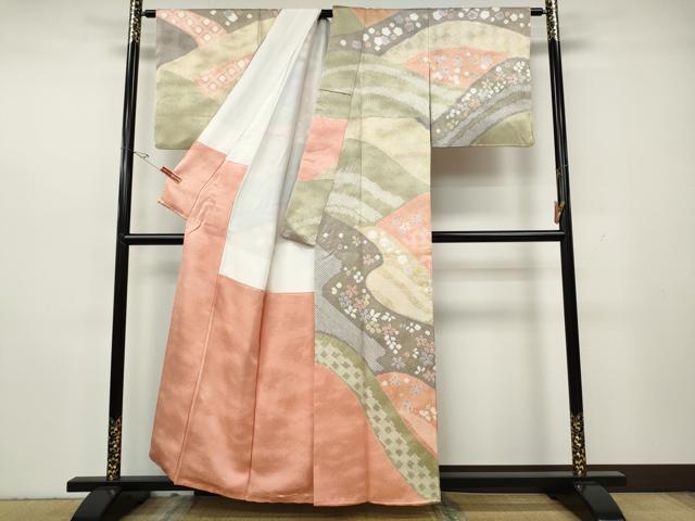 平和屋着物●訪問着 絞り 吉祥花文 金彩 正絹 逸品 CABH2603ut