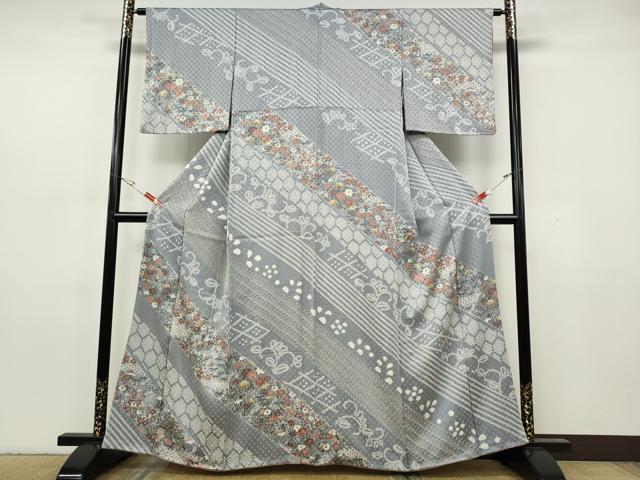 平和屋着物●訪問着 絞り 斜線吉祥花文 高島屋扱い 正絹 逸品 CABH2606ut