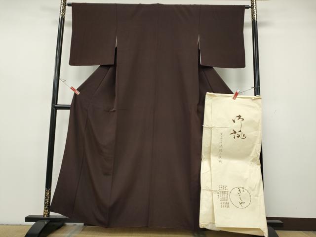 平和屋着物●銀座きしや 小紋 斜線文 黒地 たとう紙付き 正絹 逸品 CABH2616ut