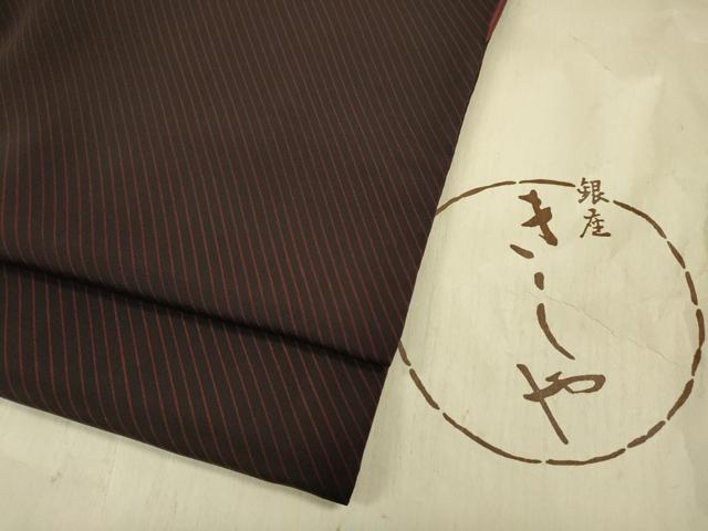 平和屋着物●銀座きしや 小紋 斜線文 黒地 たとう紙付き 正絹 逸品 CABH2616ut