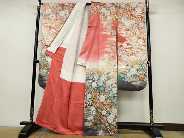 平和屋着物●豪華振袖・長襦袢セット 辻が花 暈し染め 銀通し地 正絹 逸品 CABH2617ut