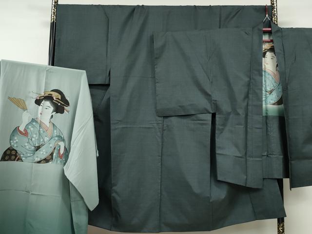 平和屋着物●男性 本場大島紬 アンサンブル 長襦袢セット 100亀甲 総詰め 正絹 逸品 CABH2618ut