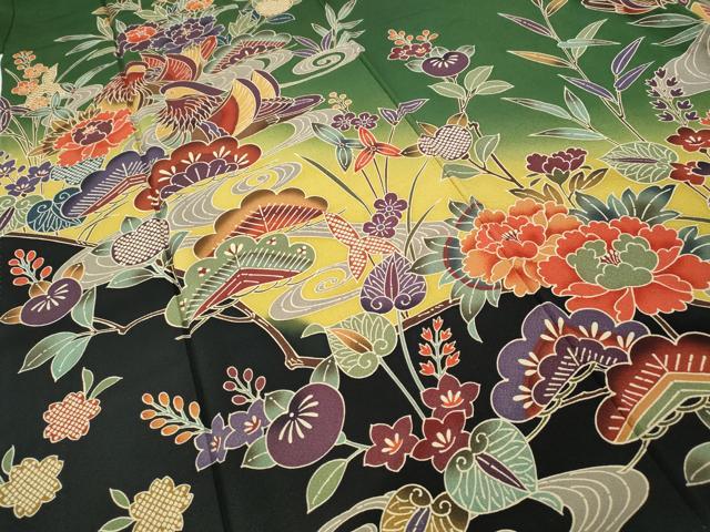 平和屋着物●豪華振袖 紅型 鴛鴦流水花文 暈し染め 正絹 逸品 CABH2630ut